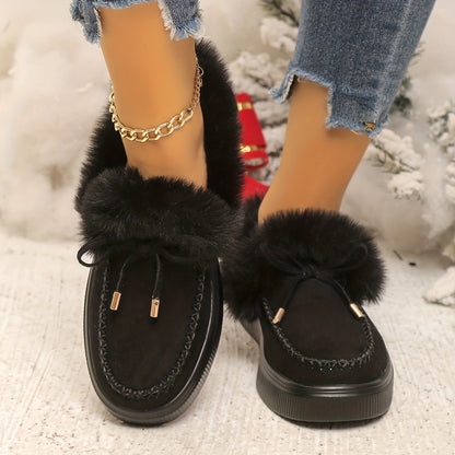 Women' Winter Snow Boots Suitable for Weather - Warm Plush Round-Toe Slip-On Ankle Boots with Soft Fabric Upper & Rubber Sole, Cozy Warmth for Snow/Ice - Plus Size Available