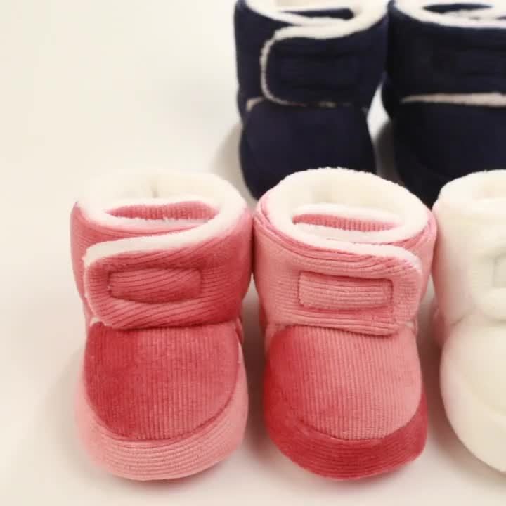 Toddler Baby Girls Booties Plus High Top Slippers Indoor Shoes Crib Shoes First Walker Shoes For Winter