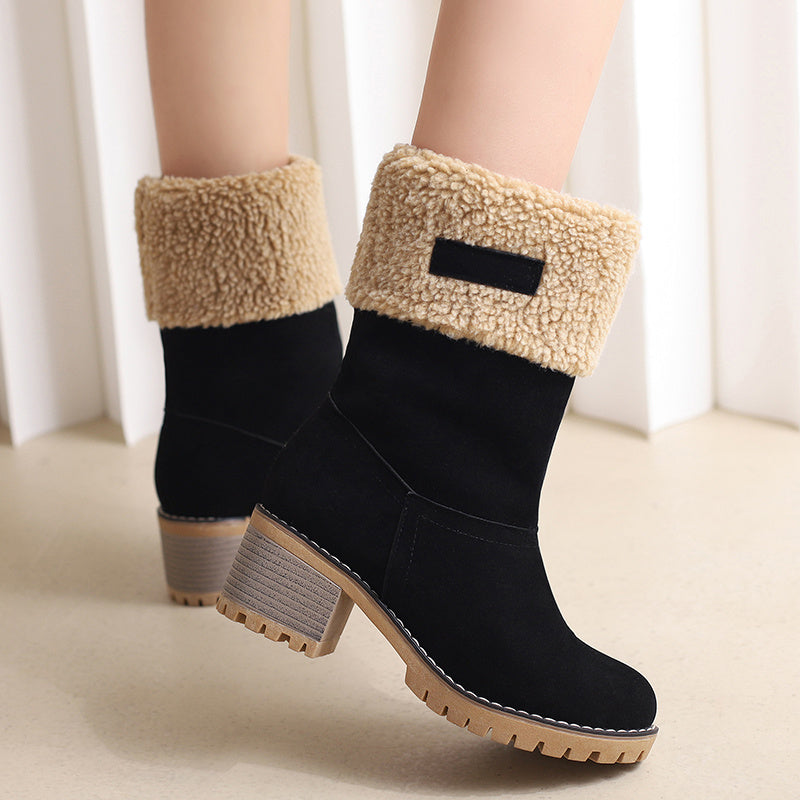 Women's Winter Snow Boots High Quality Anti-Slip Thick Insulated Fleece-Lined Slip-On with Plush Collar & Chunky Rubber Sole for Outdoor Cold Weather, Caramel Brown, Winter Boots