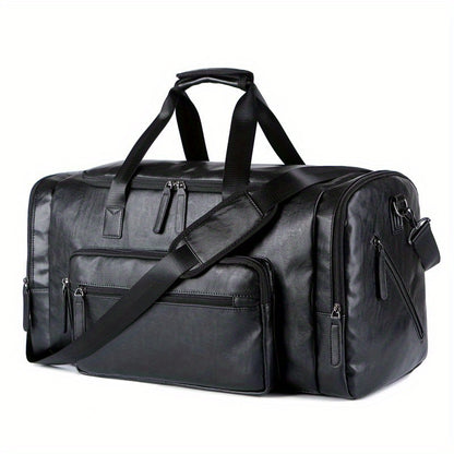 Men'S Genuine Travel Duffel Bag - Adjustable Shoulder Straps, Multiple Compartments, Durable & Stylish for Weekends, Trips & Daily Use (Black), Luggage for Travel, Secure Zipper Closure