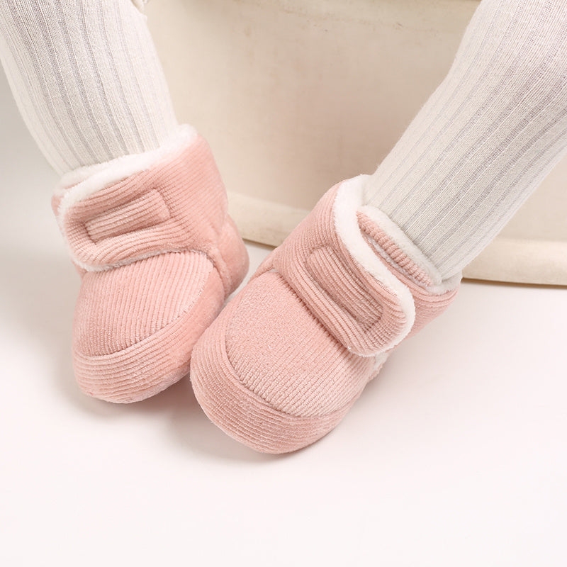 Toddler Baby Girls Booties Plus High Top Slippers Indoor Shoes Crib Shoes First Walker Shoes For Winter