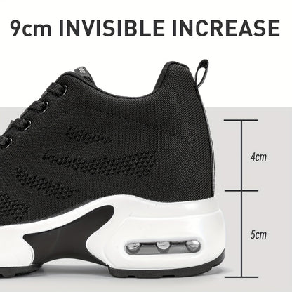 SOSENFER Women's Low-Top Sneakers Suitable for Summer - Breathable Lace-Up with Inner Height, Fabric Upper & Cushioned Sole, Casual Athletic Wear for Height & Daily Use - Spring New Release (Brand)